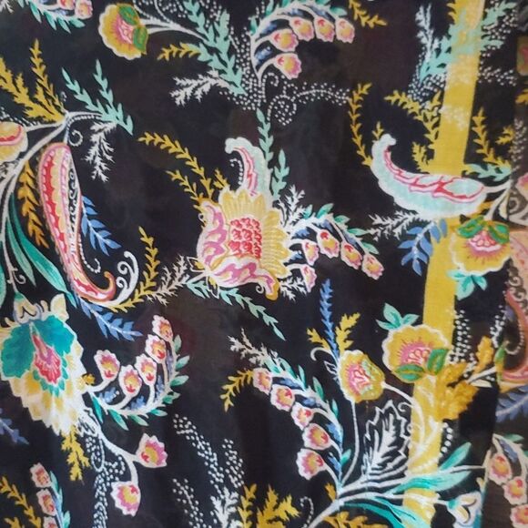 LOFT SCARF WRAP FLORAL PRINT BLACK PINK GOLD AQUA LIGHTWEIGHT - Picture 4 of 11